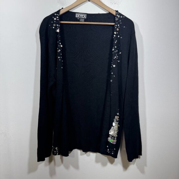 VTG Bedazzled Sequin Holiday Christmas Tree Zip Sweater Cardigan Womens 1XL - Picture 3 of 7